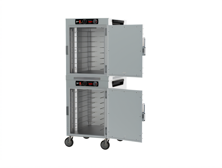 Product image #2 for Metro HotBlox Wide 16-Pan Stacked Dual Cavity Mobile Insulated Holding Cabinet with Solid Doors and Analog Controls