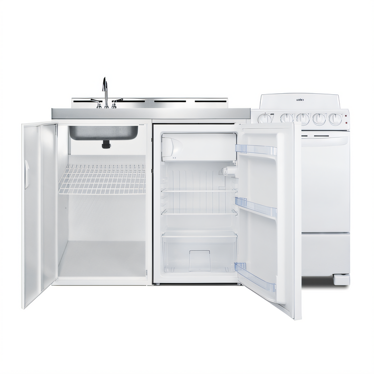Product image #2 for Summit Commercial 60-Inch All-In-One Kitchenette with Electric Coil Range, Refrigerator/Freezer, Sink, and Storage Cabinet