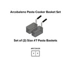 Thumbnail image #2 for Arcobaleno Pasta Equipment APCB7SET2 Pasta Cooker Basket Set, 2-Piece, Size #7, Perforated Stainless Steel, Industrial Handle