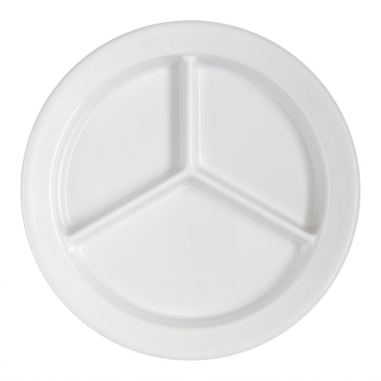 Product image #2 for Dallas Ware® 9-Inch Round 3-Compartment Melamine Compartment Plate, White