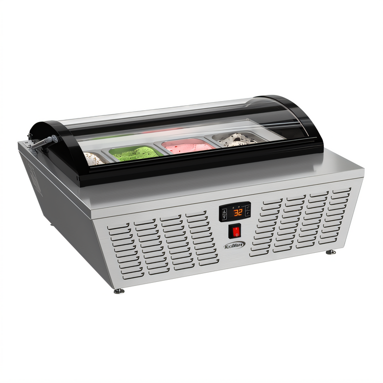 Product image #2 for KoolMore 32-Inch 4-Pan Countertop Ice Cream Display Freezer with Curved Glass Top