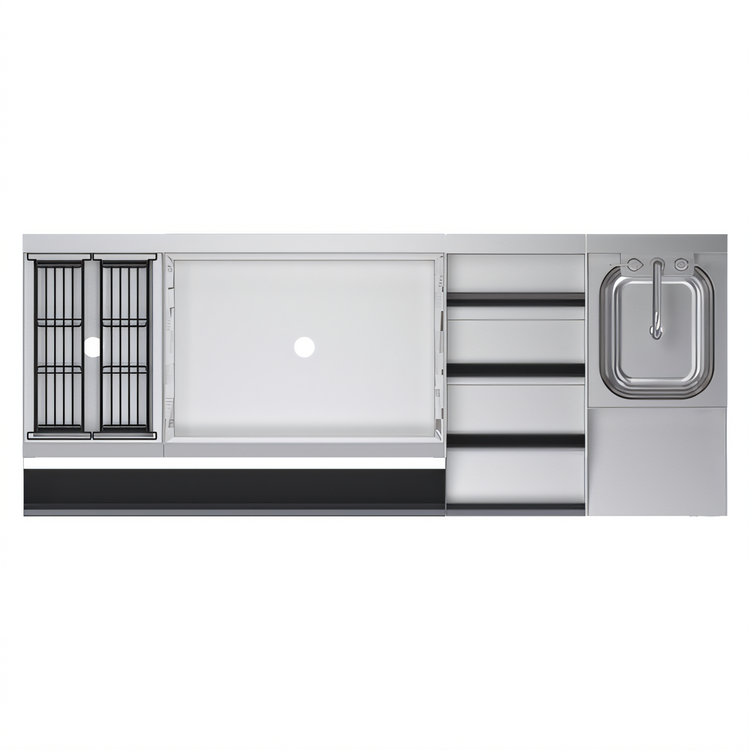 Product image #2 for Krowne Royal Series 60-Inch Underbar Ice Bin/Cocktail Station with Blender Station, Liquor Display, and 10-Circuit Cold Plate