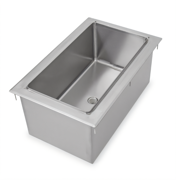 Product image #2 for John Boos 12" x 18" Drop-In Insulated Stainless Steel Ice Bin with Sliding Lid and Drain