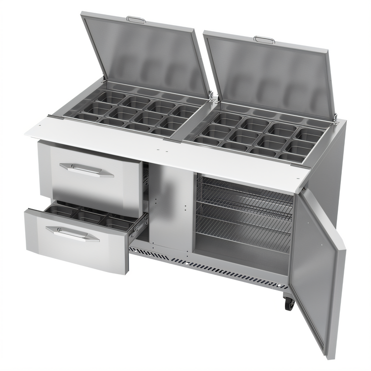Product image #2 for Victory UltraSpec™ V-Core™ Big Top Two-Section Sandwich Prep Table with 24-Pan Top, 60-Inch, Doors & Drawers