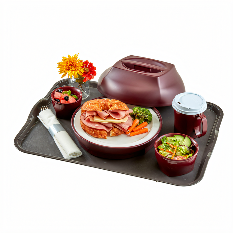 Product image #2 for Cambro Camwear 15 x 20 Inch Rectangular Non-Skid Cafeteria Tray with Handles, Smoked Metal Polycarbonate