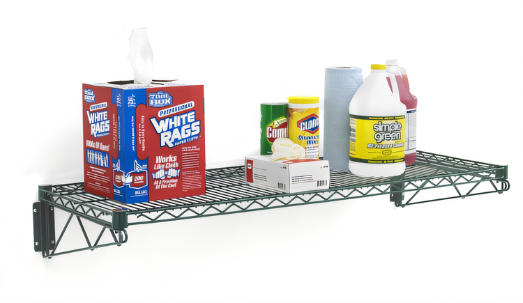 Product image #2 for Olympic 18 x 48 Inch Green-Guard Epoxy Coated Wall-Mount Wire Shelf Kit