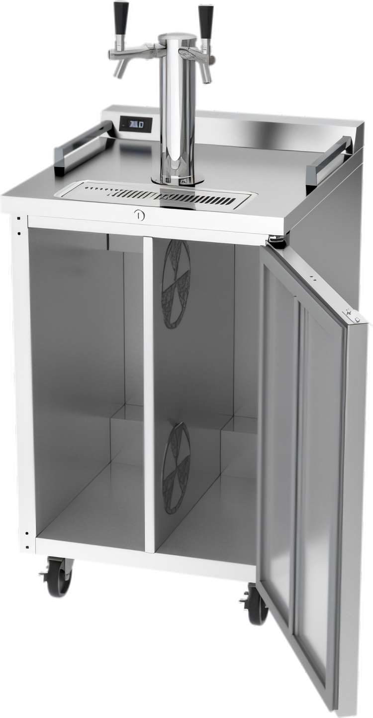 Product image #2 for Beverage Air Dual Zone Wine & Beer Draft Cooler with 2-Tap Tower, 24-Inch Wide, 4-Keg Stainless Steel Flat Top Beer Dispenser