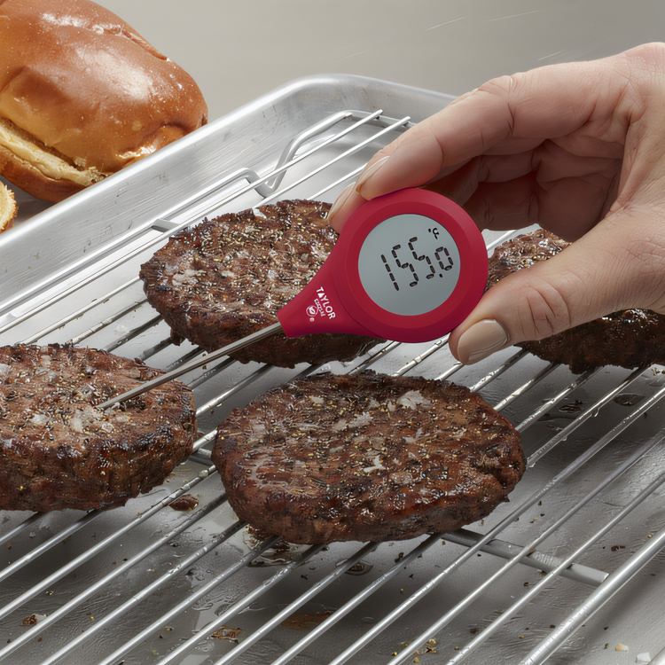 Product image #2 for Taylor Precision Digital Waterproof Meat Thermometer with 360° Rotating Display, Red