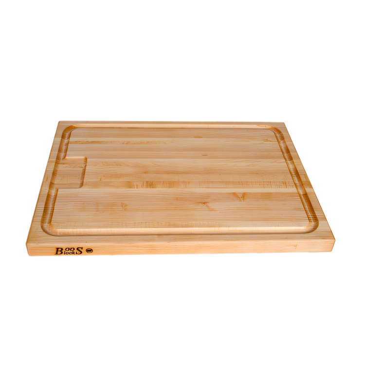 Product image #2 for John Boos Boos Block AUJUS Professional Reversible Edge-Grain Maple Cutting Board with Sloped Groove and Hand Grips, 24 x 18 x 1-1/2 Inch