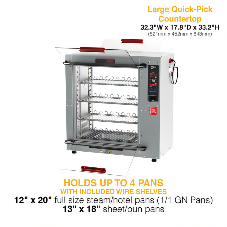 Product image #2 for Metro HotBlox Xpress S8 Pass-Thru Countertop Quick-Pick 4-Shelf Heated Holding Cabinet with Touchscreen Controls