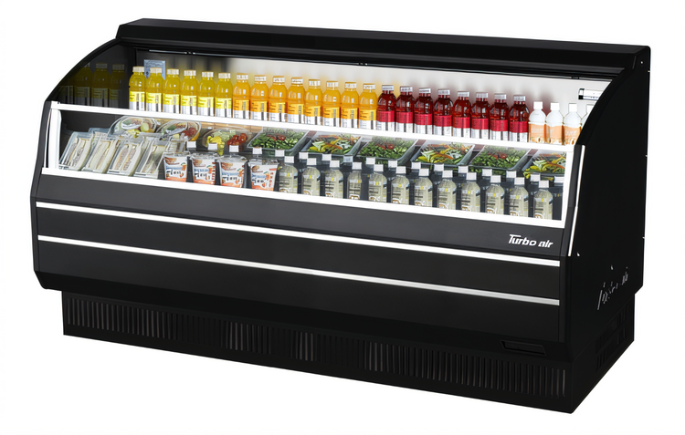 Product image #2 for Turbo Air Slim Profile Open Display Merchandiser with Solid Side Panels, 75-3/4 Inch Wide, 13.5 Cu. Ft., Black