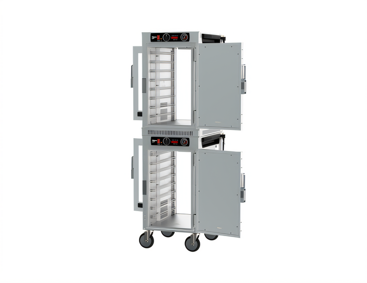 Product image #2 for Metro HotBlox™ Narrow Mobile Dual-Cavity Pass-Thru Insulated Holding Cabinet, 16-Pan, Analog, Solid Front / Clear Rear Doors