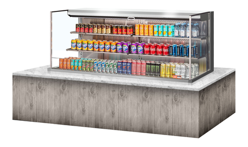 Product image #2 for Turbo Air TOM-72L-UF-S-3SI-N Low-Profile Drop-In Horizontal Open Refrigerated Display Case, 72-Inch, 23.4 Cu. Ft.