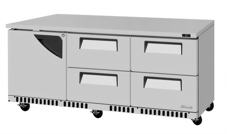 Product image #2 for Turbo Air Super Deluxe Three-Section Undercounter Refrigerator with Door and Drawers, Front Breathing, 17.6 Cu. Ft.