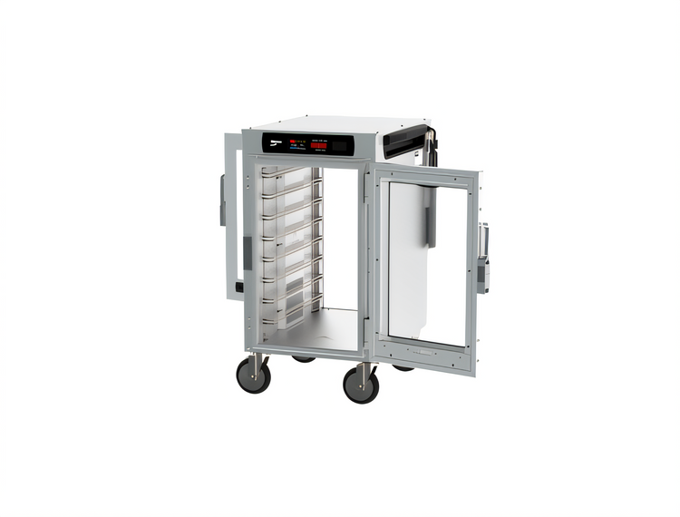 Product image #2 for Metro HotBlox™ Mobile Narrow 8-Pan Pass-Thru Insulated Holding Cabinet, Half-Height, Digital Touchscreen, Clear Front and Rear Doors