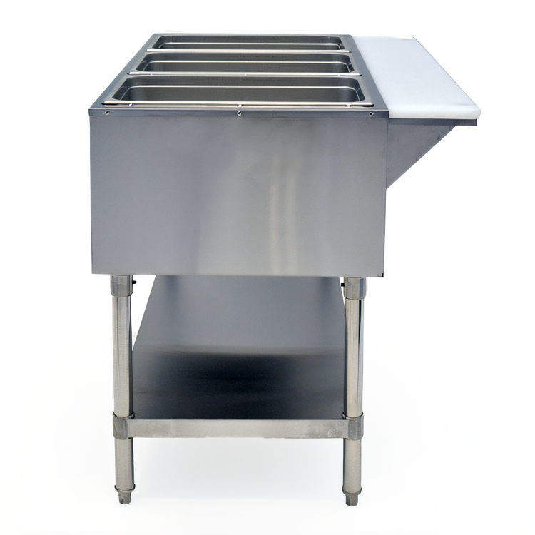 Product image #2 for CookRite 3-Well Electric Steam Table with Open Wells, Cutting Board Shelf, and Undershelf