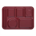 Thumbnail image #2 for Carlisle Left-Handed Rectangular 6-Compartment Melamine Compartment Tray, 14 x 10 Inches, Dark Cranberry