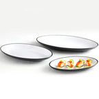 Thumbnail image #2 for American Metalcraft NP18 18 x 12 Inch Oval Black/White Melamine Platter Case of 8