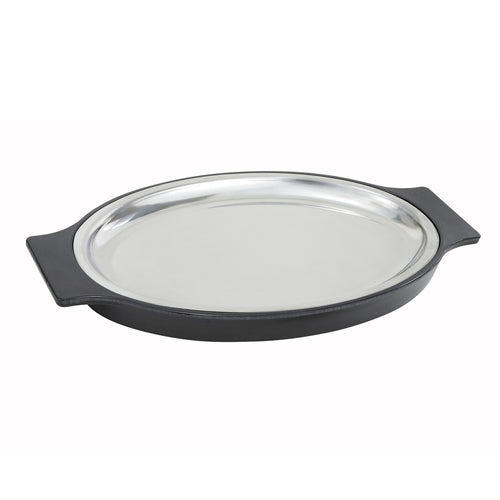 Product image #2 for Winco 11-Inch Oval Stainless Steel Oven-Safe Sizzling Platter