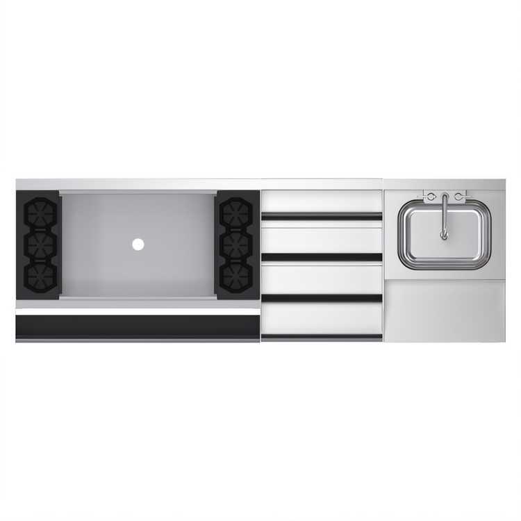 Product image #2 for Krowne Royal Series 72-Inch Underbar Ice Bin/Cocktail Station with 10-Circuit Cold Plate, Blender Station, and Raised Liquor Display