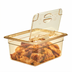Thumbnail image #2 for Cambro High Heat H-Pan 1/2 Size Hinged FlipLid Food Pan Cover, Amber