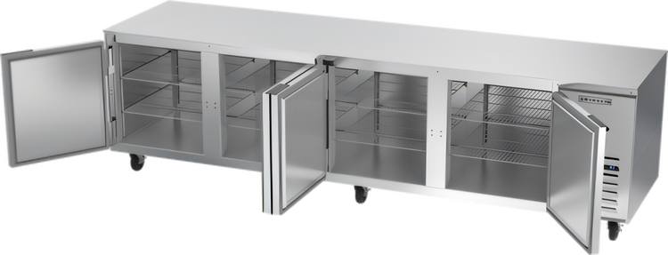 Product image #2 for Beverage-Air Four-Section Undercounter Reach-In Refrigerator, Side-Mount Self-Contained, 118 Inch Wide, Solid Doors