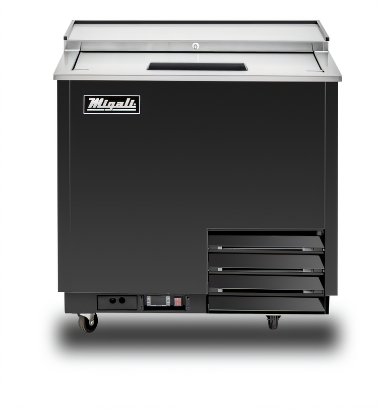 Product image #2 for Migali Competitor Series 36-Inch Glass Froster Freezer with Sliding Glass Lid, 8.5 Cu. Ft., Self-Contained Refrigeration