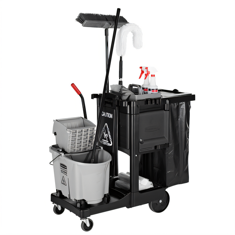 Product image #2 for Standard Executive Janitorial Cleaning Cart with Locking Cabinet Doors and 5 Cu. Ft. Storage
