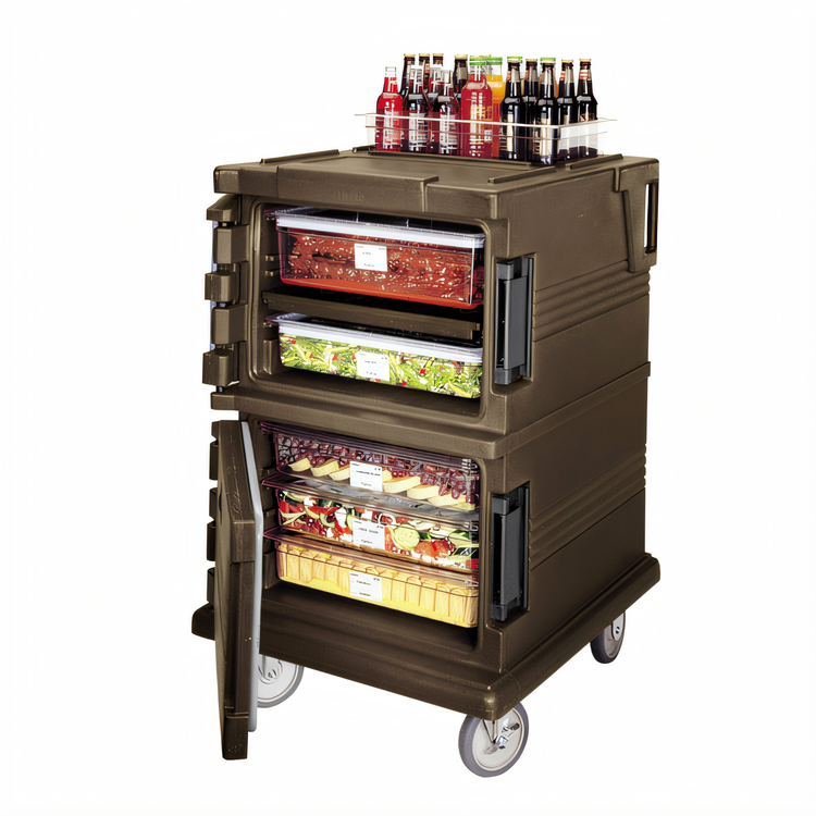 Product image #2 for Cambro Ultra Camcart Double-Compartment Front-Loading Insulated Food Pan Carrier, Dark Brown, 90-Qt. Capacity