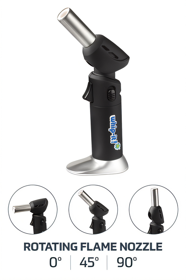 Product image #2 for Whip-It! Flex Adjustable Head Kitchen Torch with Rotating Nozzle, Rubber-Coated Black