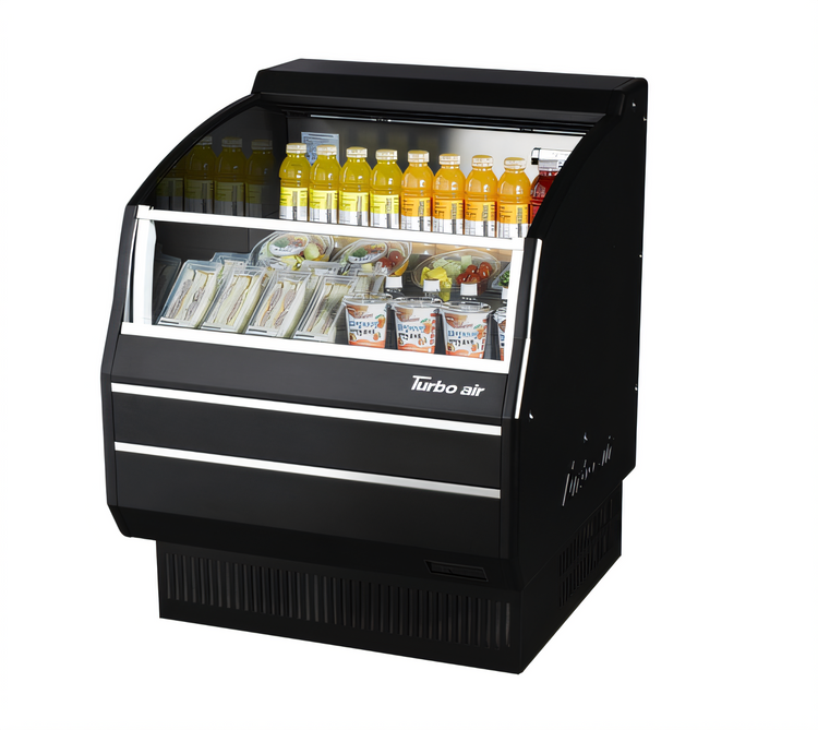 Product image #2 for Turbo Air Slim Profile Open Display Merchandiser with Solid Side Panels, 4.7 Cu. Ft., Black