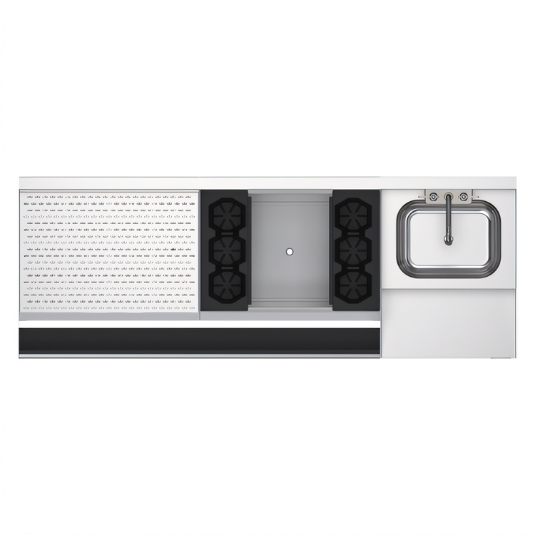 Product image #2 for Krowne Royal Series 66-Inch Underbar Ice Bin/Cocktail Station with Blender Station, Drainboard and 10-Circuit Cold Plate