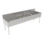 Thumbnail image #2 for Perlick Corporation Top Shelf TSF96M3-DB 3-Compartment Underbar Stainless Steel Sink with Left & Right Drainboards, 6" Backsplash, 96"W x 24"D