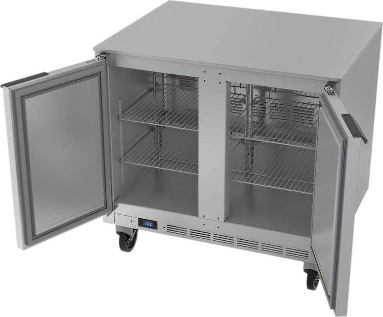 Product image #2 for Beverage-Air 36-Inch Two-Section Undercounter Freezer with 2 Solid Doors and 4 Shelves