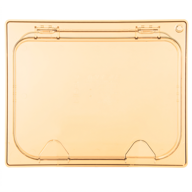 Product image #2 for StorPlus EZ Access High Heat 1/2 Size Hinged Single-Notched Food Pan Lid, Amber
