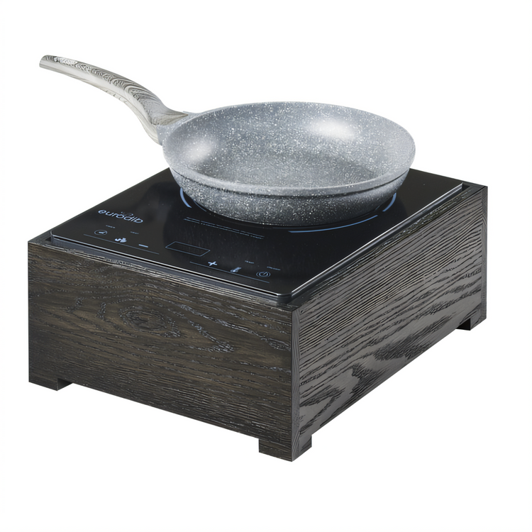 Product image #2 for Cinderwood Single Burner Countertop Induction Cooktop, Oak Wood, Dark Ash Gray, 1800W