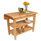 Thumbnail image #2 for John Boos Boos Block KIB6038150 60" Island Bar with 1-1/2" Edge-Grain Northern Hard Rock Maple Top, Drawer, Drop Leaf & 2 Slatted Shelves