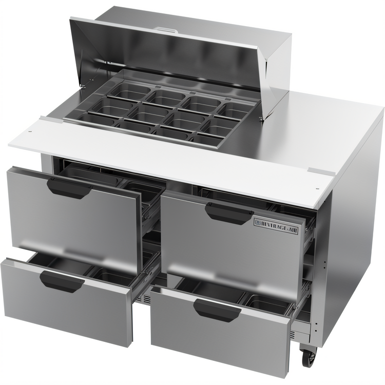 Product image #2 for Beverage-Air 48-Inch Two-Section Mega Top Sandwich Prep Table with 4 Drawers