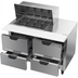 Thumbnail image #2 for Beverage-Air 48-Inch Two-Section Mega Top Sandwich Prep Table with 4 Drawers