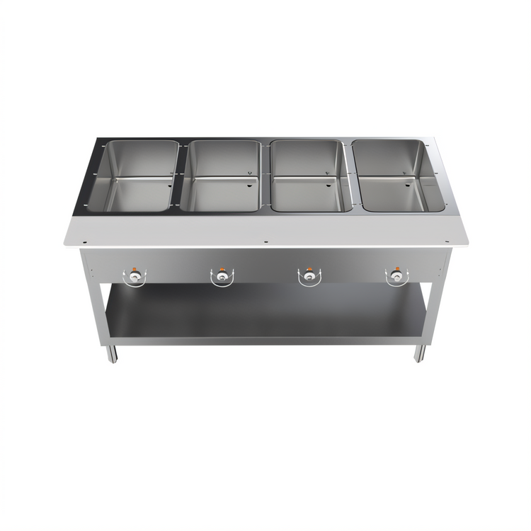 Product image #2 for BK Resources 4-Pan Full-Size Electric Open Well Steam Table with Cutting Board Shelf and Undershelf