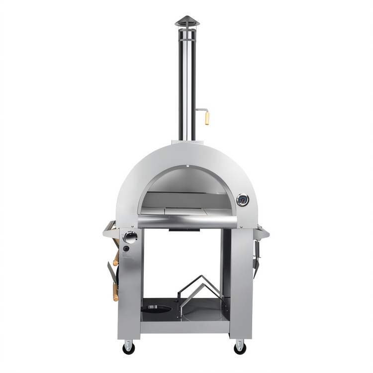Product image #2 for KoolMore 32-Inch Outdoor Dual Fuel Gas and Wood Fired Pizza Oven with Built-In Chimney, Stainless Steel