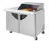 Thumbnail image #2 for Turbo Air Super Deluxe Two-Section 15 Cu. Ft. 2-Door Mega Top Sandwich/Salad Prep Table with Slide-Back Lid, 48-1/4 Inch Wide, 12-Pan Capacity
