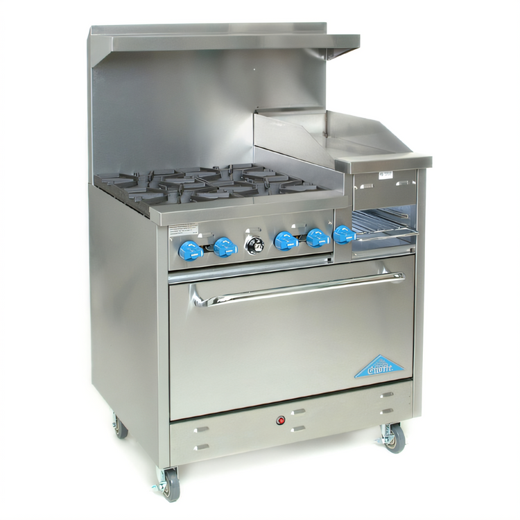Product image #2 for Comstock-Castle F330-12B 36-Inch Gas Raised Griddle Range with 4 Star Burners, 12-Inch Griddle, and 31.5-Inch Oven