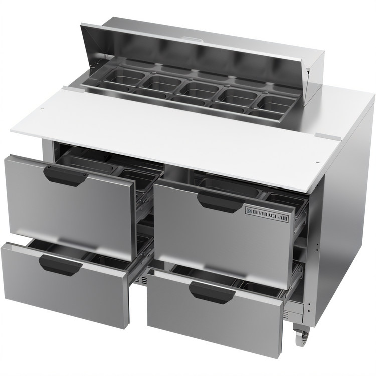 Product image #2 for Beverage-Air 48-Inch Two-Section Sandwich Top Refrigerated Prep Table with 4 Drawers