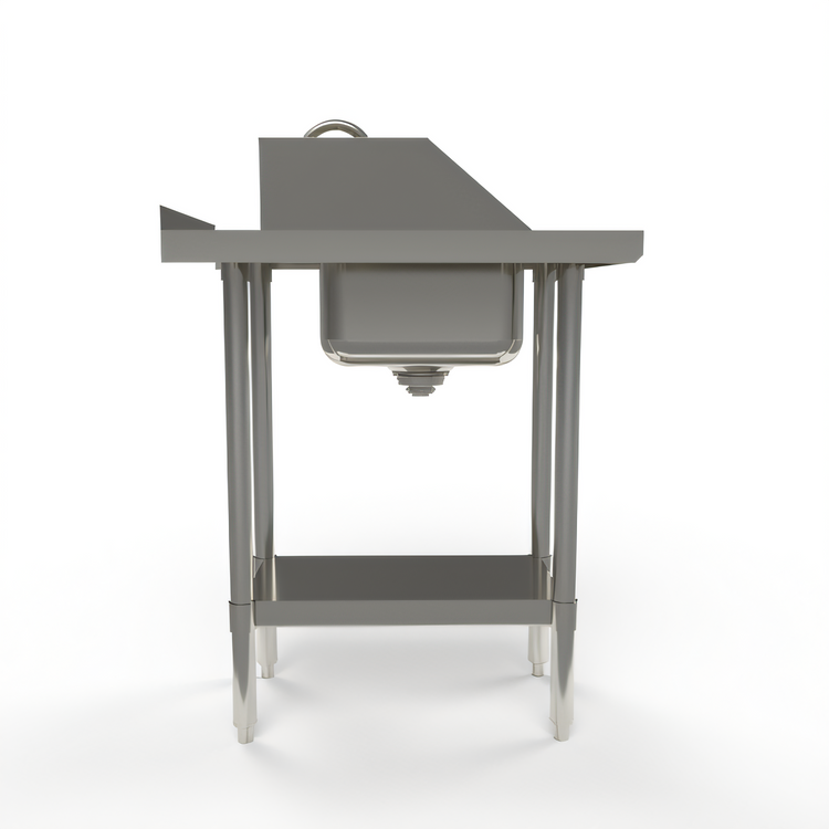 Product image #2 for BK Resources 18" x 30" Stainless Steel Filler Table with Drop-In Hand Sink, Side Splash, and Adjustable Undershelf