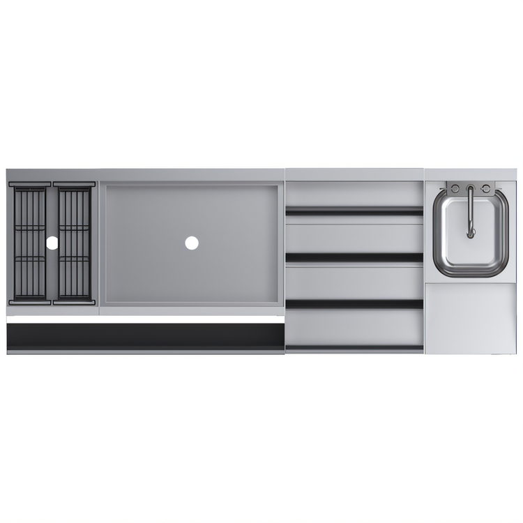 Product image #2 for Krowne Royal Series 66-Inch Underbar Ice Bin/Cocktail Station with Blender Station, Liquor Display, and 10-Circuit Cold Plate