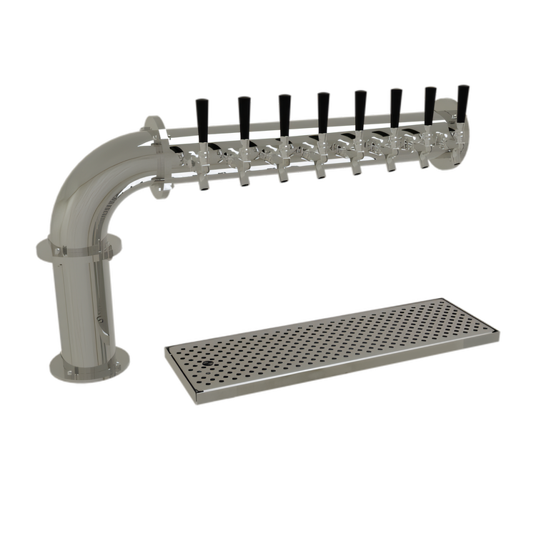 Product image #2 for Glastender Single-Column Countertop Pipe Cantilever Draft Dispensing Tower with 8 Stainless Steel Faucets, Air-Cooled, Mirror Finish