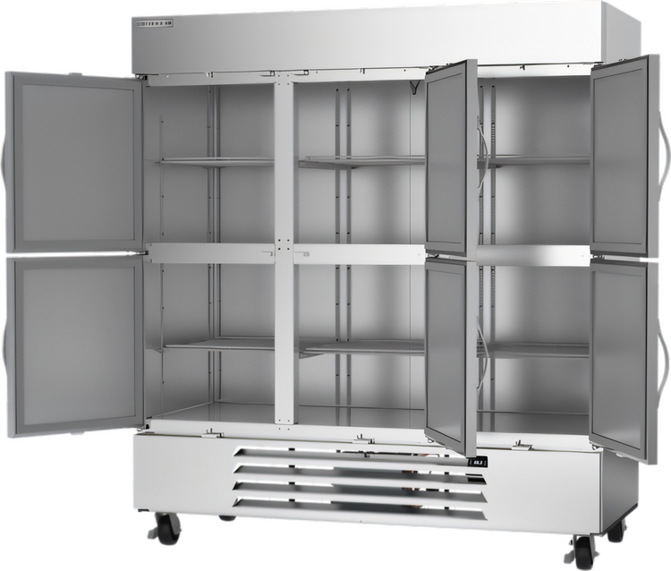 Product image #2 for Beverage-Air Horizon Series Three-Section Reach-In Refrigerator, 70.19 Cu. Ft., Half Solid Doors, Bottom-Mount Self-Contained
