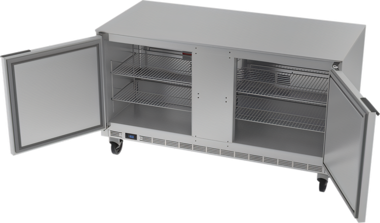 Product image #2 for Beverage-Air UCF60AHC Two-Section Undercounter Freezer, 60-Inch, 14.39 Cu. Ft., Stainless Steel, Rear-Mounted Self-Contained