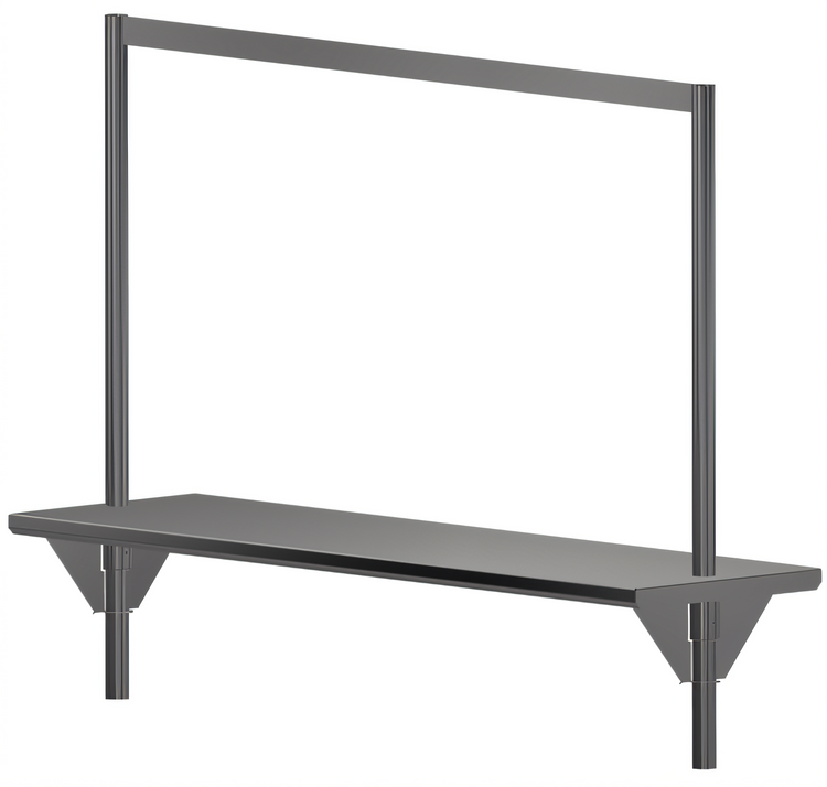 Product image #2 for John Boos Pot Rack Mounted Work Table Shelf, Flat Top, Stallion Safety Edge, 60 x 12 x 18 Inches, 16-Gauge 300 Series Stainless Steel